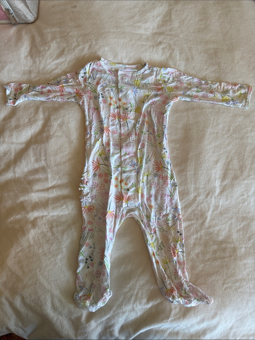 Magnetic Me White Floral Print Footed One-Piece